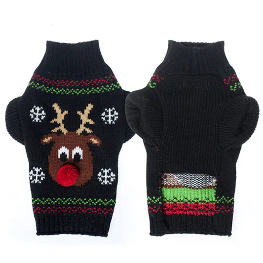 HSPET Christmas Pet Sweater - Rudolph Design for Cats & Dogs