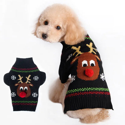 HSPET Christmas Pet Sweater - Rudolph Design for Cats & Dogs